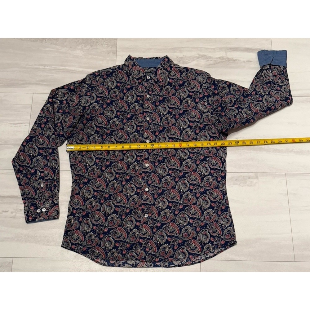 Cremieux Premium Denim Multicolor Paisley Button Down Long Sleeve Flip Cuff L - Picture 7 of 8